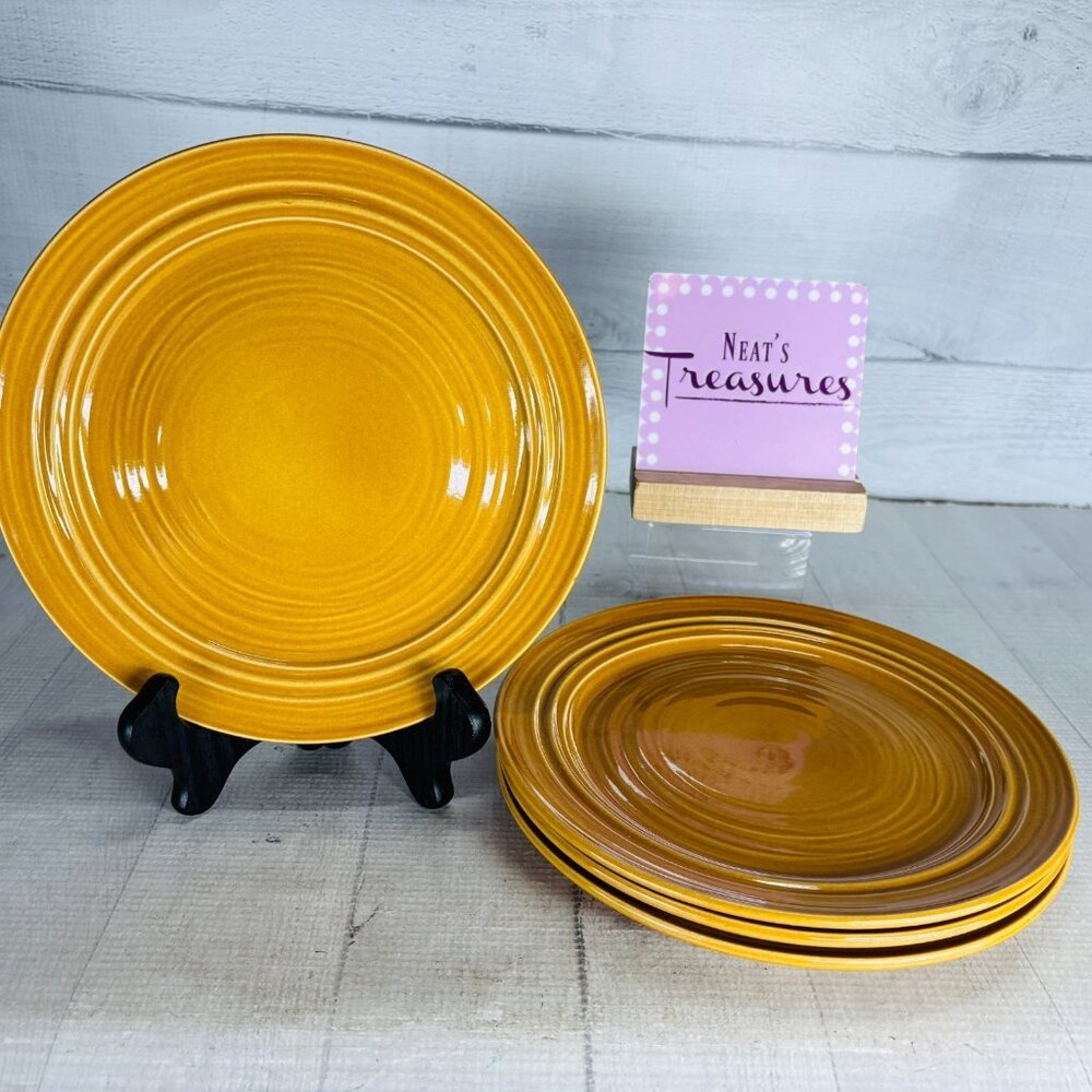 Noble Excellence HARPER Golden Rustic Yellow  Stoneware Lunch Salad Plates Set 4